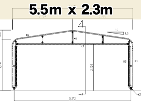 図面 5.5mx2.3m キャスターテント KoloKolo